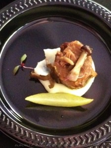 IPO: Braised pork cheek, mushroom, house pickle, truffled parsnip puree