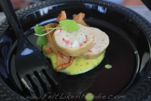 Allium at Four Seasons: Lobster Boudin Blanc with pickled chanterelles and sweet corn mustard