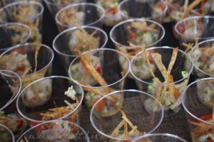 Tavernita: Shrimp ceviche, yuzu, cucumber taro chips