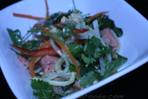 Black Team: Salmon Waterfall salad with peanuts and a lemongrass and Kaffir lime dressing.