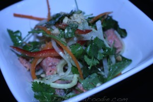 Black Team:  Salmon Waterfall salad with peanuts  and a lemongrass and Kaffir lime dressing.