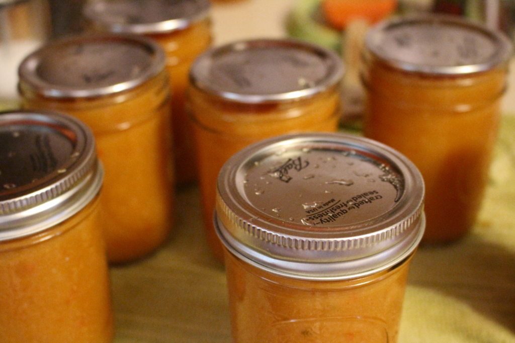 Ball's Peach Barbecue sauce fresh out of the canner