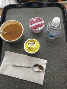 First meal the day after surgery…clear was the theme!