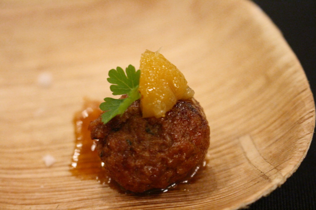 Chef Evan Behmer of Mercat a la Planxa did not disappoint with his balls. I mean, his duck and lamb meatballs with apricot escabeche. (I just write dirty stuff to see who reads the captions!)